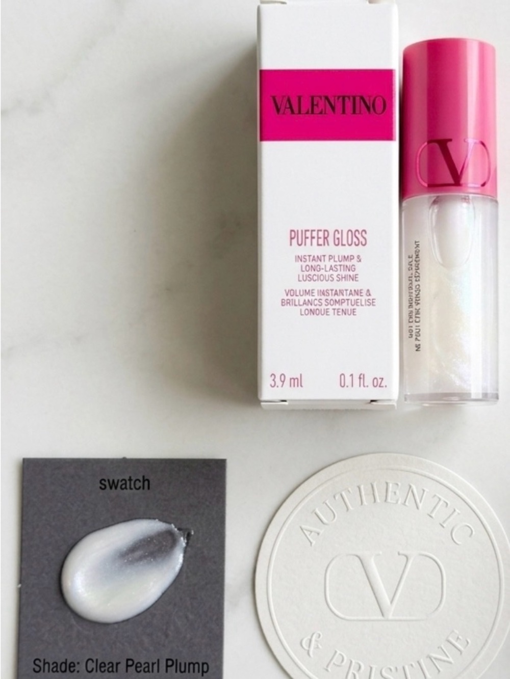Valentino Clear Pearl Puffer Gloss - Sheer Iridescent Shine 3.9ml